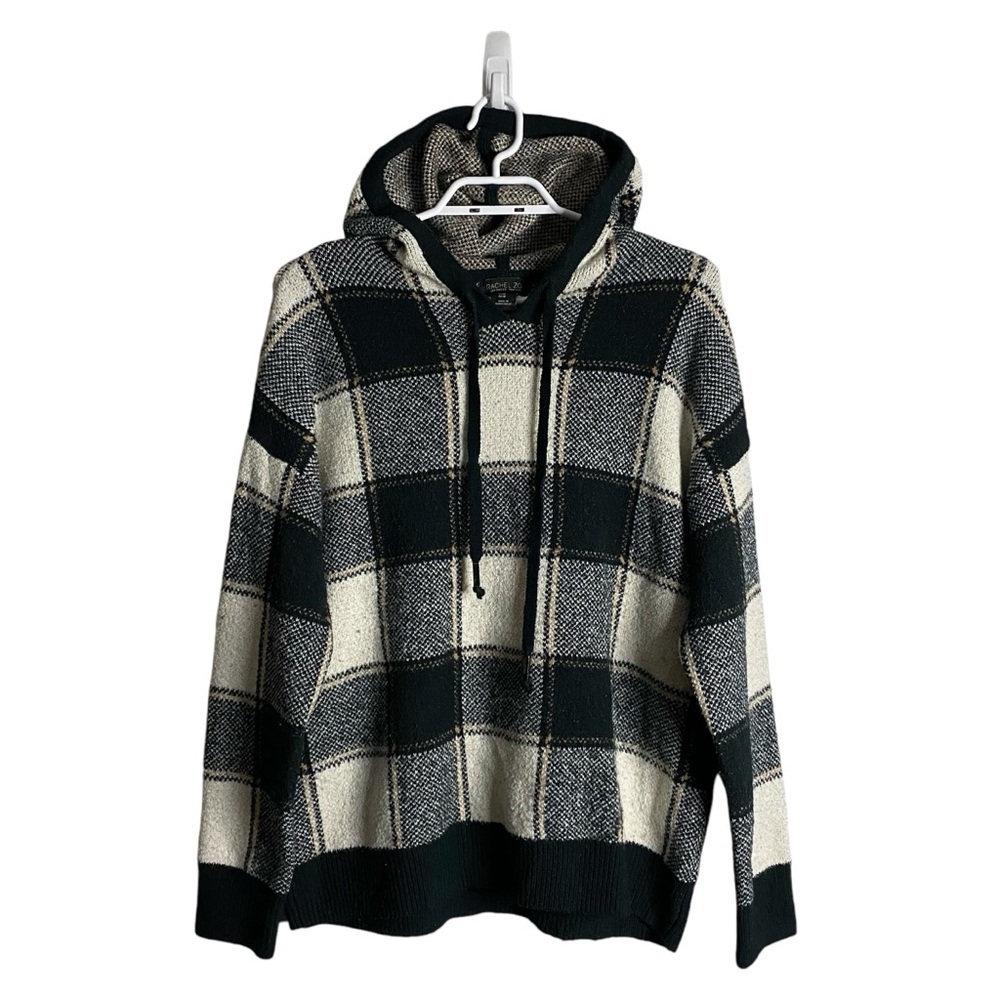 Rachel Zoe Women's Green Plaid Soft and Cozy Sweatshirt Hoodie